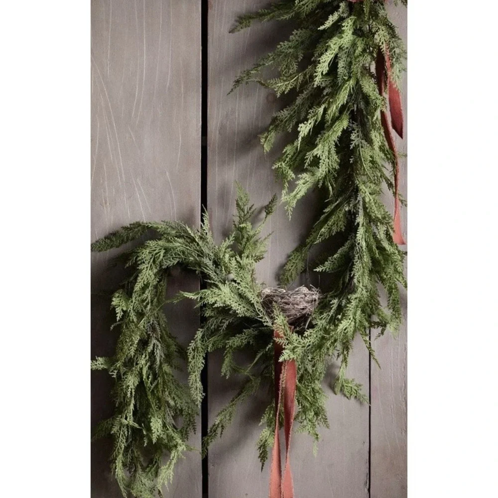 Anthropologie Terrain Faux Cedar Garland, Evergreen 15